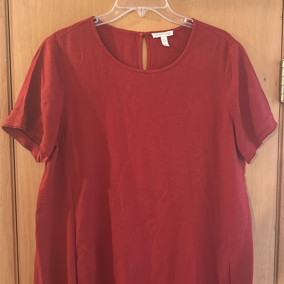 Eileen Fisher Women's Raw Silk Dress Red Size Medium - Picture 3 of 11